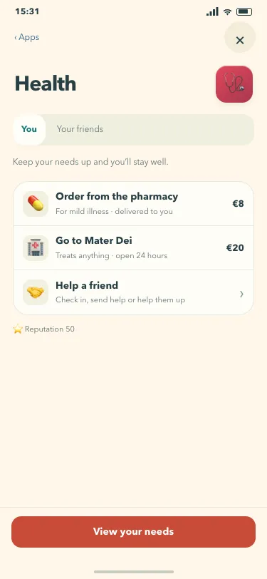 The refreshed Health app with personal care options