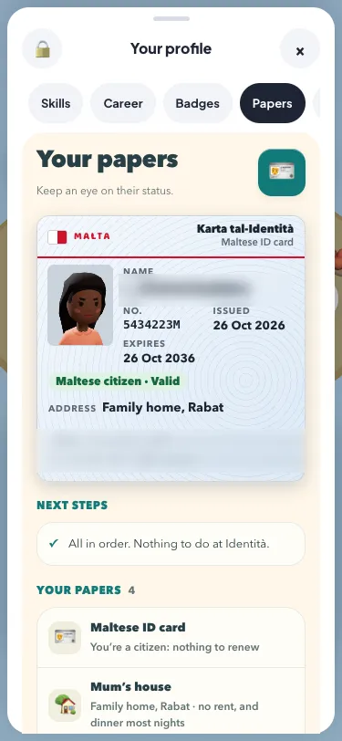 The Papers wallet inside a player's profile